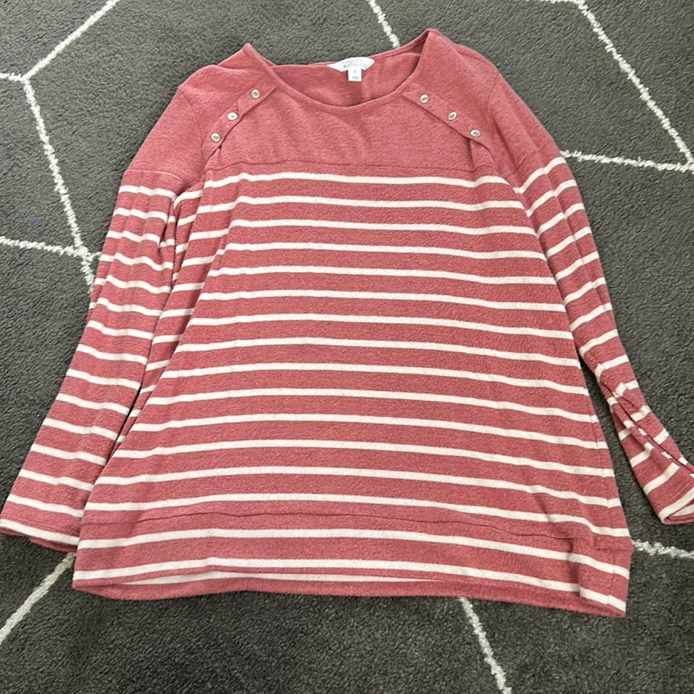 market and spruce Long Sleeve Top in Pink and White
